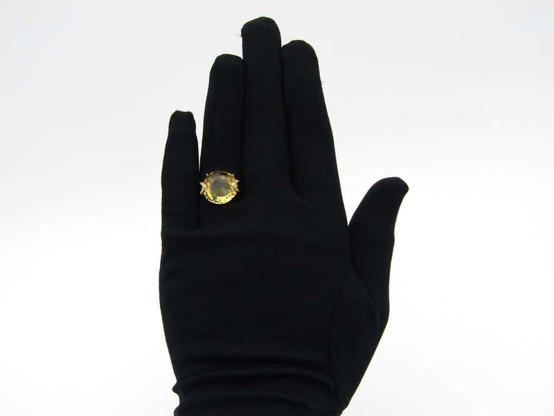 18K gold citrine and diamond ring by Kiara.