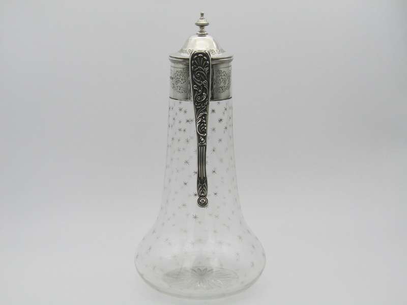 Sterling silver mounted cut glass claret jug by Thomas Henry Blake, Sheffield 1913.