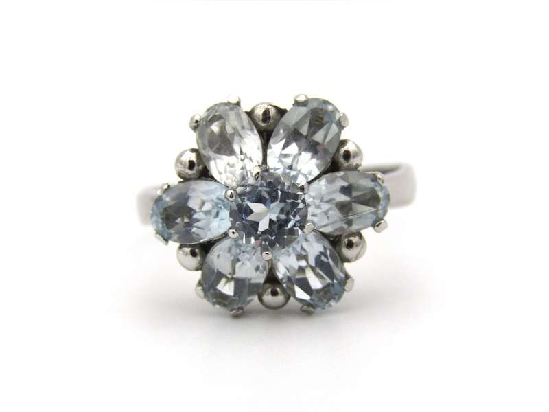18K gold blue topaz ring.