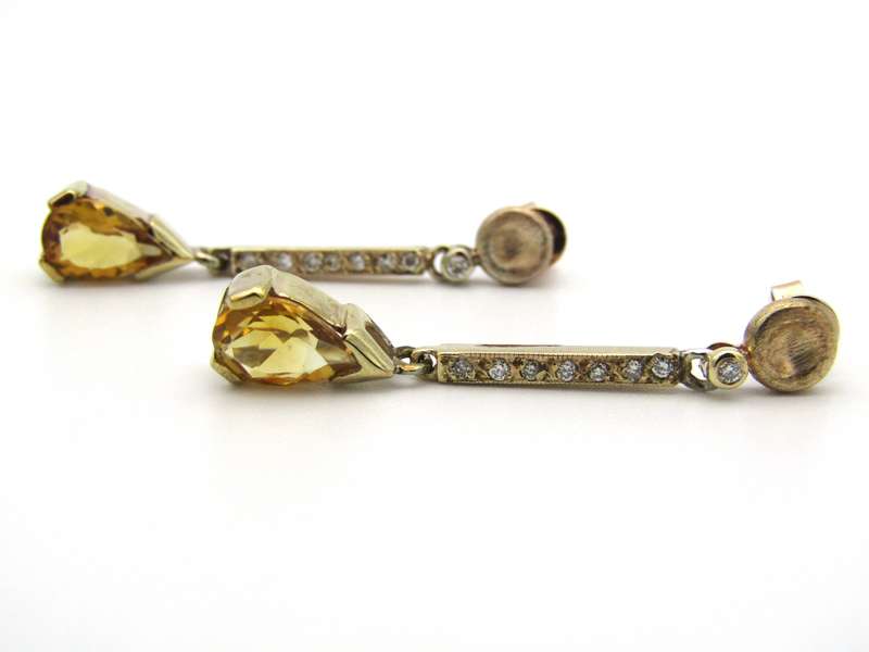 14kt gold citrine and diamond earrings.