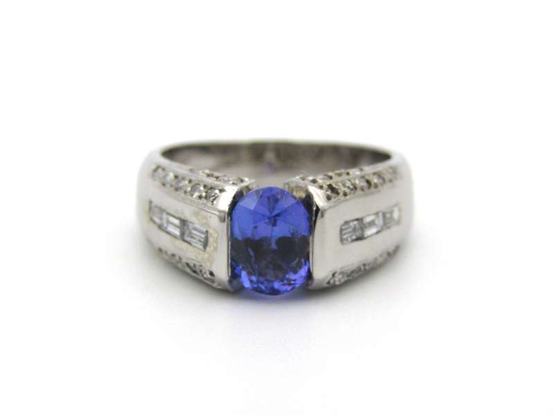 9K gold tanzanite and diamond ring.
