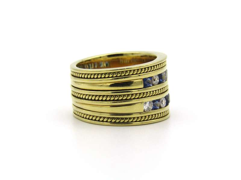 18K gold sapphire and diamond ring.
