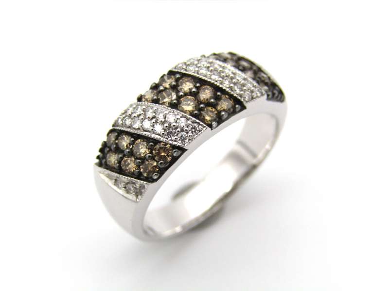 18K gold brown and colourless diamond ring.