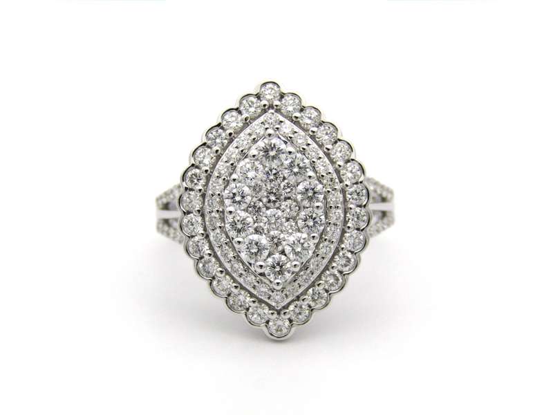 18K gold diamond cluster ring.