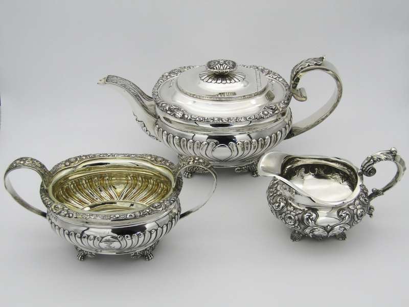 George III sterling silver three piece tea set.