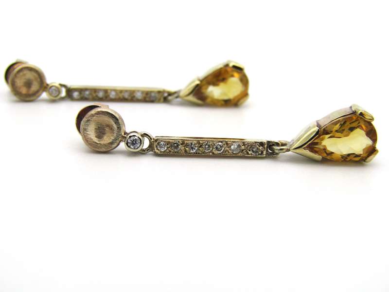 14kt gold citrine and diamond earrings.