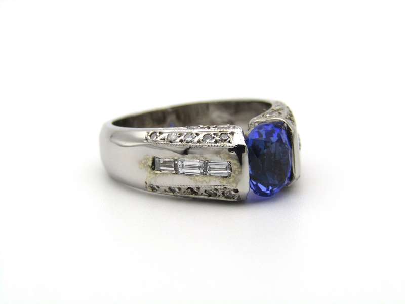 9K gold tanzanite and diamond ring.