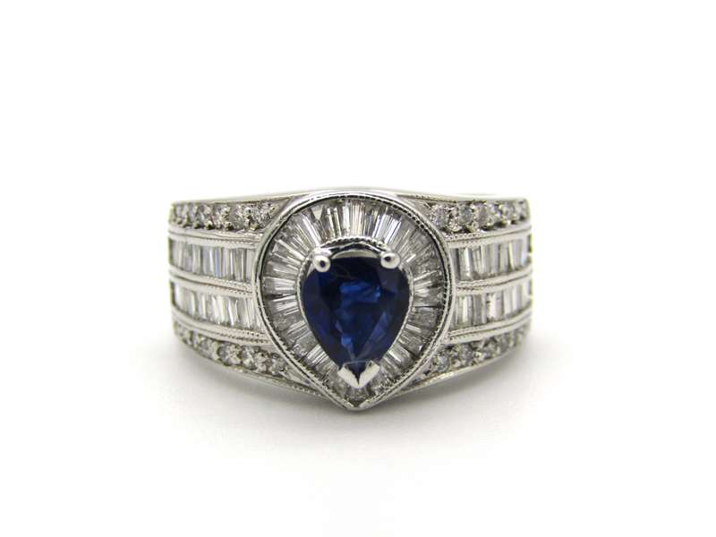 18K gold sapphire and diamond ring.