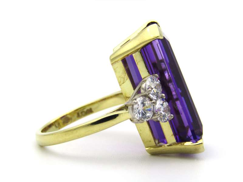 18K gold amethyst and CZ ring by AKAPO.