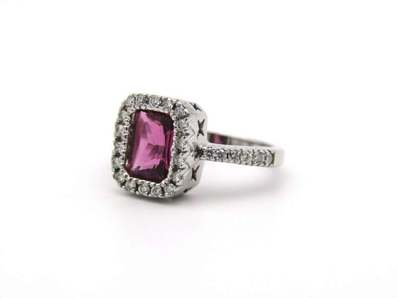 14K gold Pink Tourmaline and diamond ring.