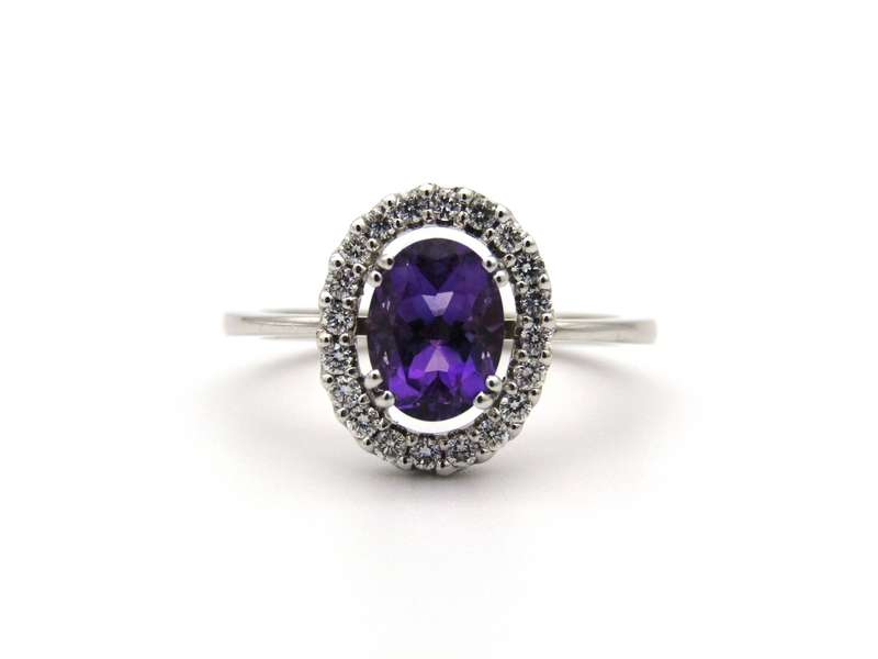 18K gold amethyst and diamond ring.