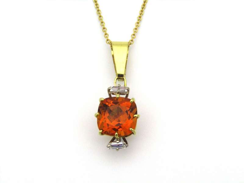 18K gold citrine and diamond pendant by Browns.