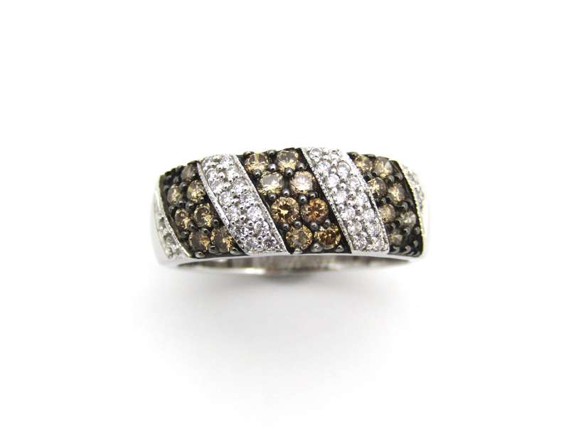 18K gold brown and colourless diamond ring.