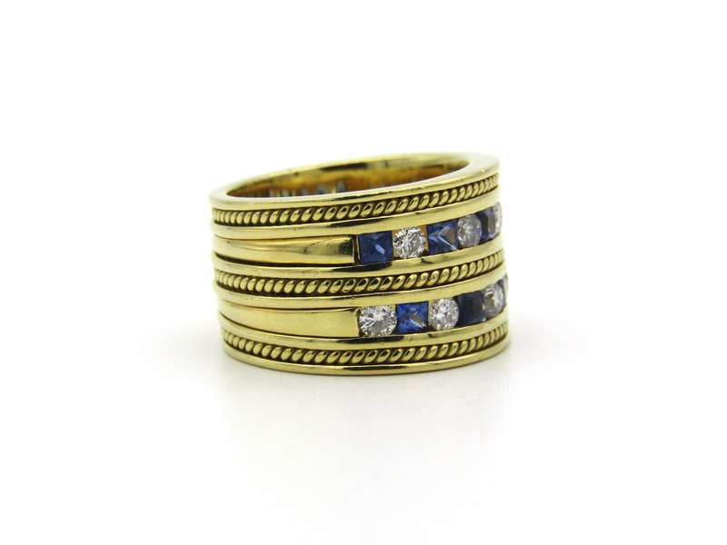 18K gold sapphire and diamond ring.