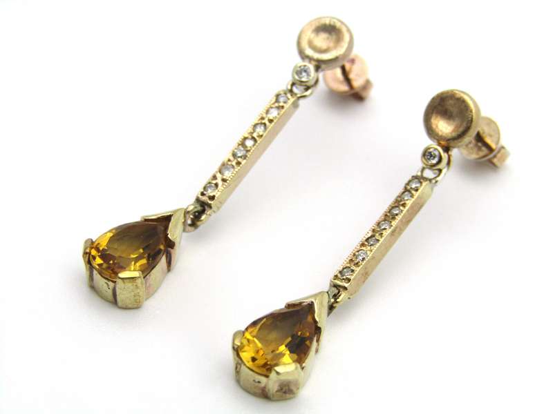 14kt gold citrine and diamond earrings.