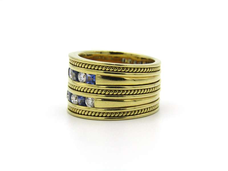 18K gold sapphire and diamond ring.