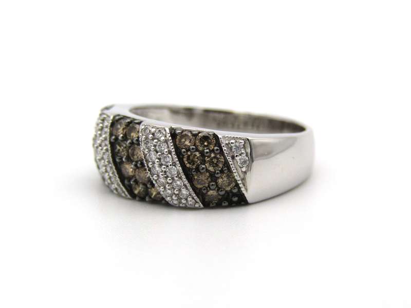 18K gold brown and colourless diamond ring.