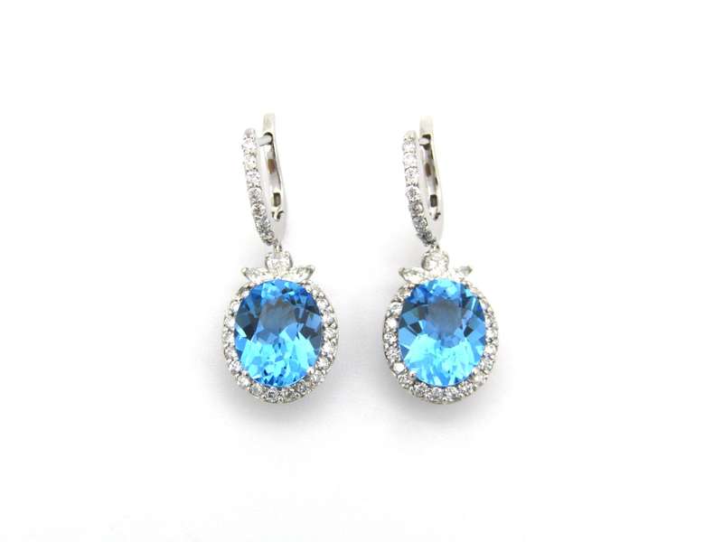 18K gold blue topaz and diamond drop earrings by Browns.