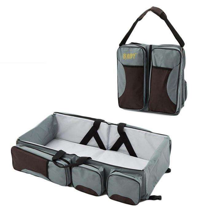 3-in-1 Carry & Nappy Bag - Grey/Brown