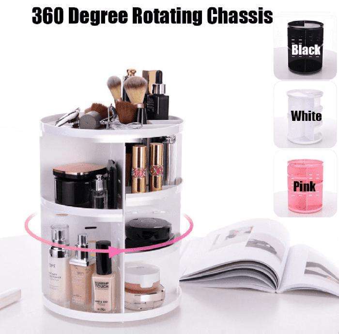 360 Rotating Makeup Organizer - White