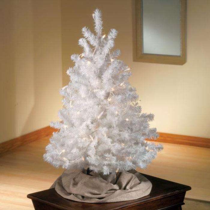 Combo: Small Christmas Tree With 2x Packets Of Mini Decorations - White