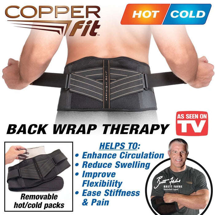 Copper Fit Rapid Relief Back Support Brace With Hot/Cold Therapy