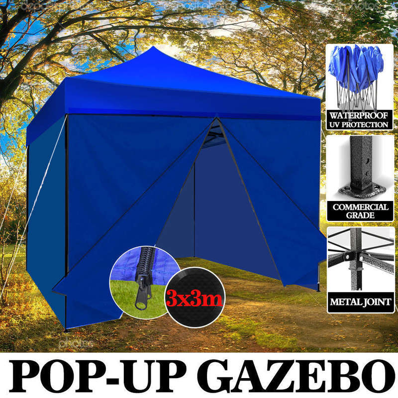 3 x 3m Gazebo With Side Panels - Blue