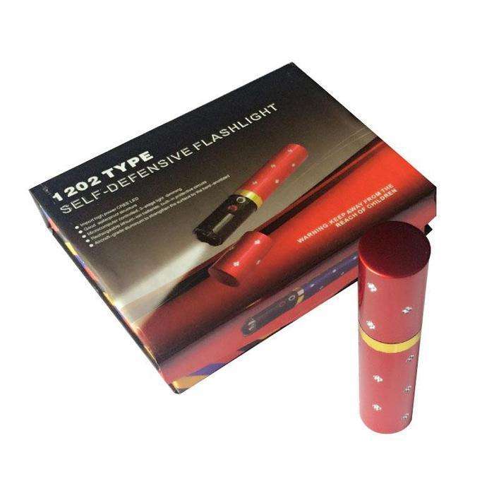 Mini Lipstick Self Defense Electric Shock Stun Gun With LED Flashlight - Red