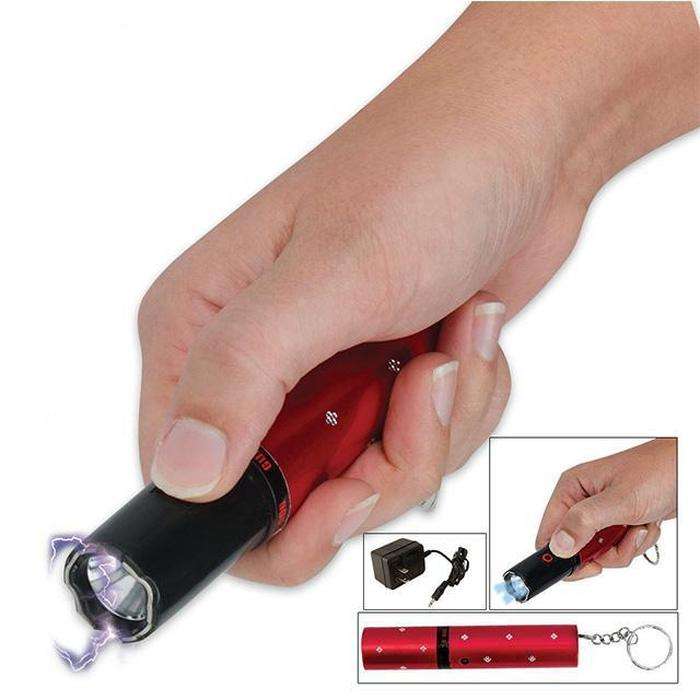 Mini Lipstick Self Defense Electric Shock Stun Gun With LED Flashlight - Red