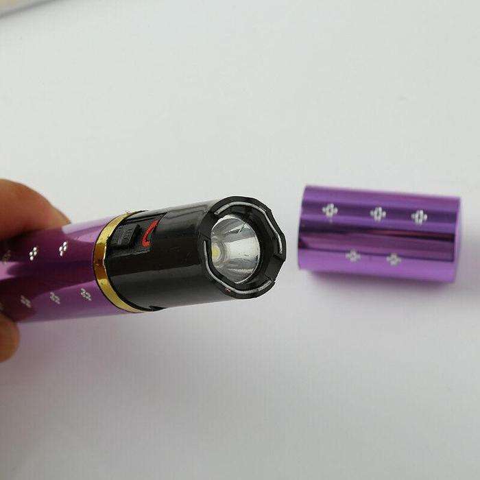Mini Lipstick Self Defense Electric Shock Stun Gun With LED Flashlight - Red