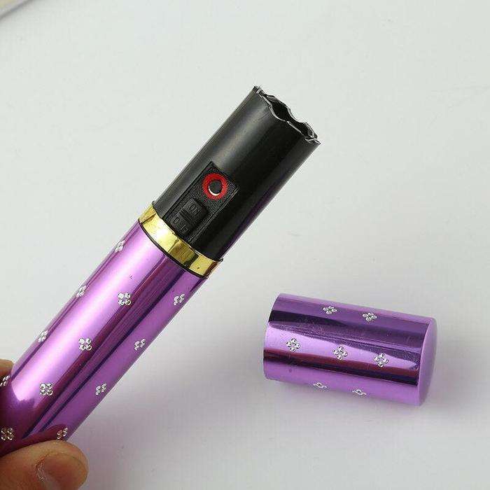 Mini Lipstick Self Defense Electric Shock Stun Gun With LED Flashlight - Red