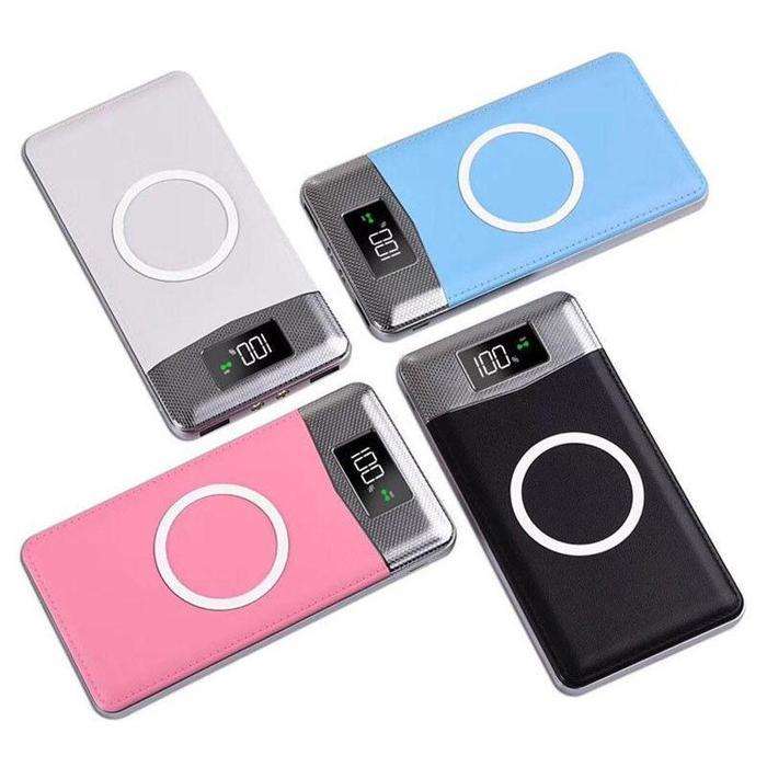 Qi Wireless Charger Power Bank With LCD Display 12000mAh - Black