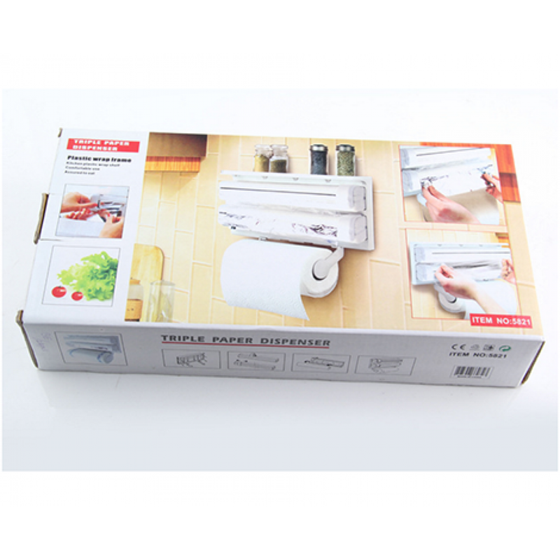 TRIPLE PAPER DISPENSER KITCHEN WRAP SHELF
