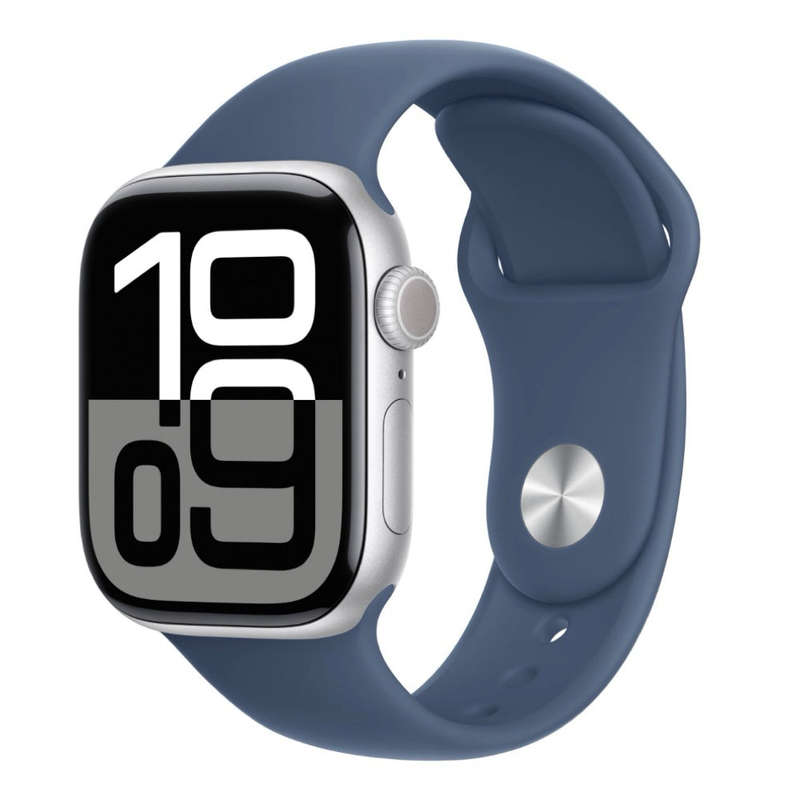2024 Apple Watch Series 10 (46mm, Silver Aluminium with Denim Sports Band, GPS & Cellular) - New ...