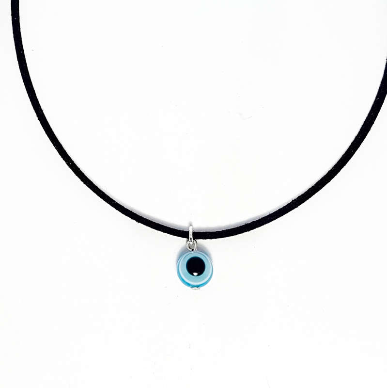 Thin Suede Choker- Spiritual Charms - Evil Eye