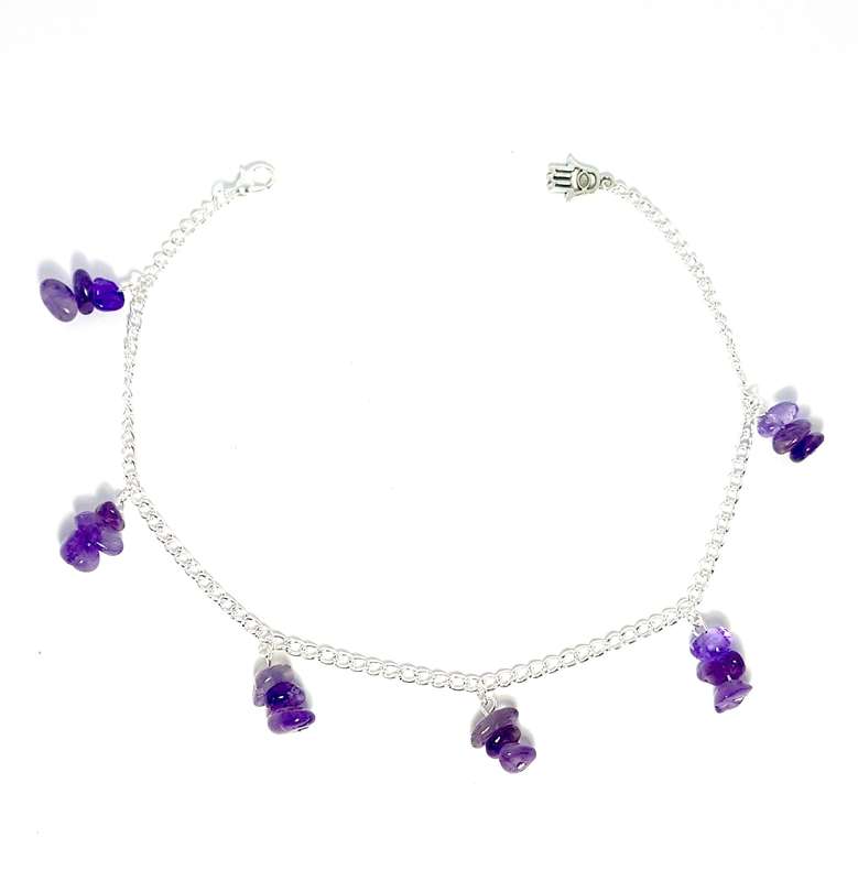 Gemstone Chain Anklet - Amethyst