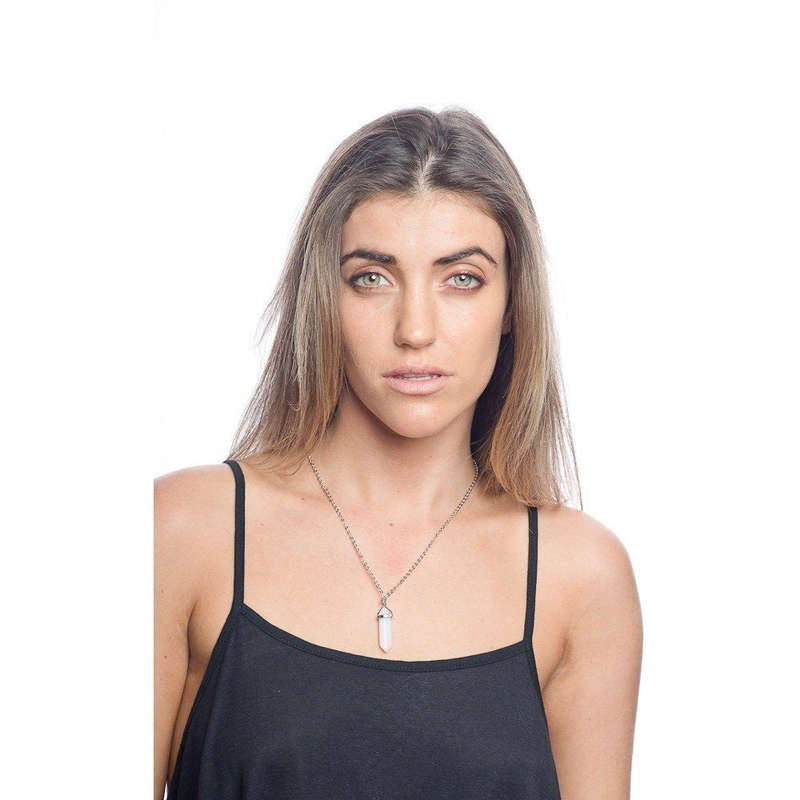 Opalite Silver Plated Crystal on Silver Chain