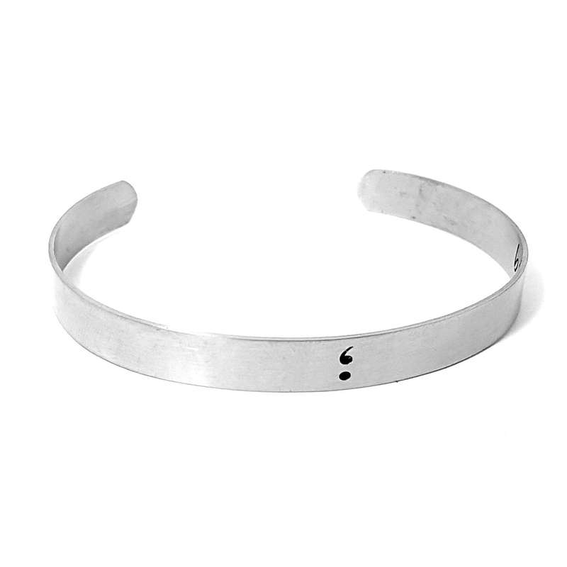Semi-colon ; Stainless Steel Bangle