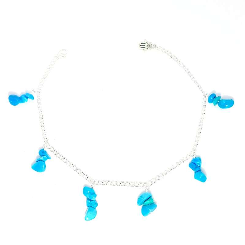 Gemstone Chain Anklet - Turquoise