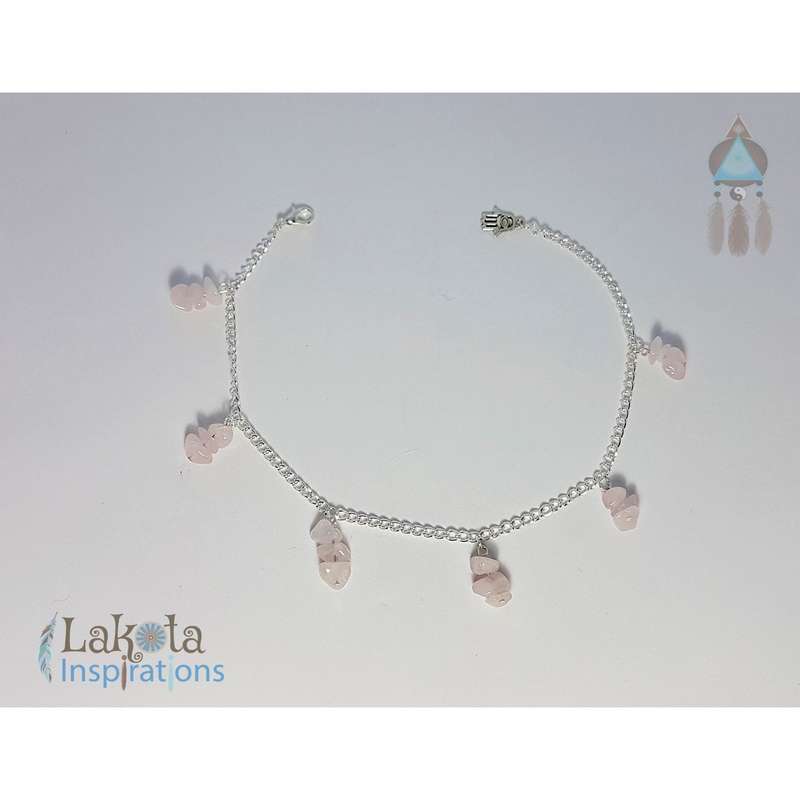 Gemstone Chain Anklet - Rose Quartz