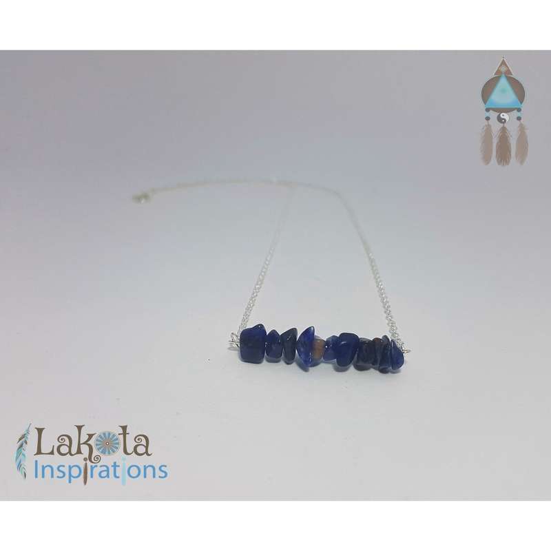 Gemstone Silver Bohemian Necklace - Lapis Lazuli