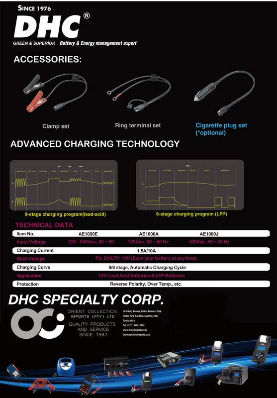 AE1000 | 1.5A/10AMP INTELLIGENT BATTERY CHARGER MAINTAINER
