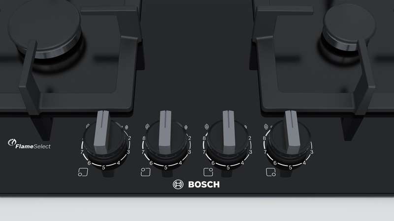 BOSCH GAS HOB 4 PLATE BLACK TEMPERED GLASS 60CM SERIES 6 - PPP6A6B20Z