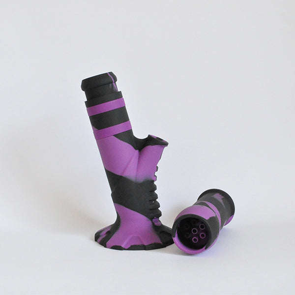 Slanted Silicone Bong - Black/Green/Pink