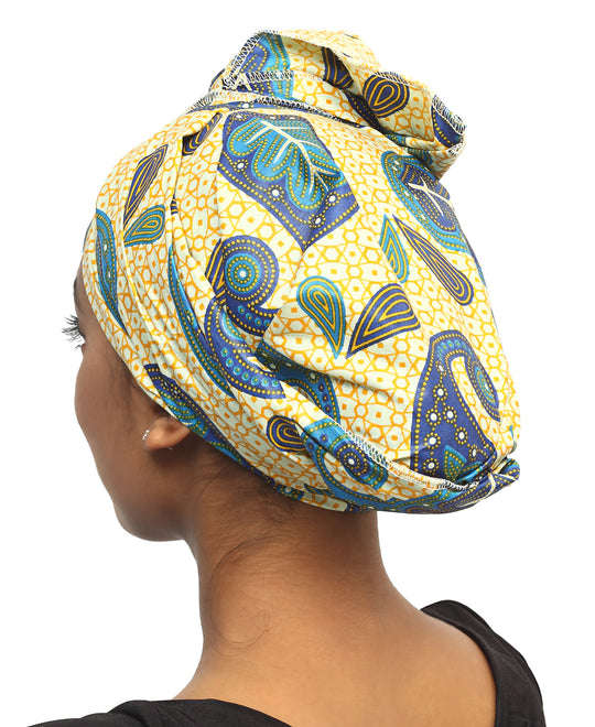 Ladies Ethnic Doek Scarf Traditional Cultural Fashion Cream Blue