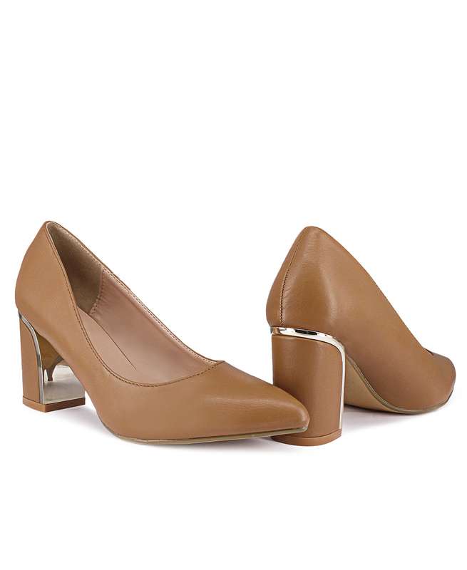 Block Heels - Tan - Tan / UK 6