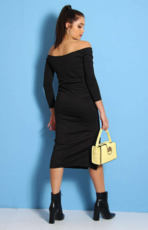 Ladies` Off Shoulder Knit Dress
