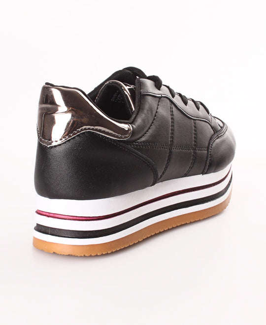 TOMTOM LADIES' ROCK SIDE STITCH SNEAKERS - BLACK