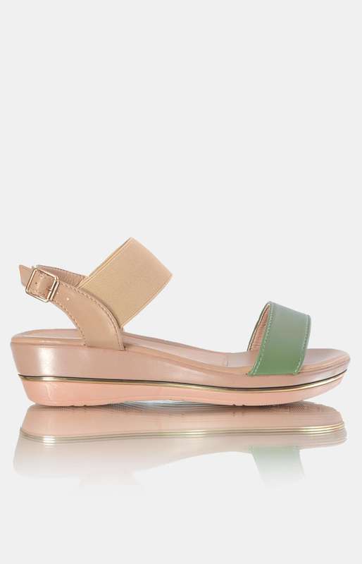 Ladies Wedge Sandals - Taupe - Taupe / UK 7