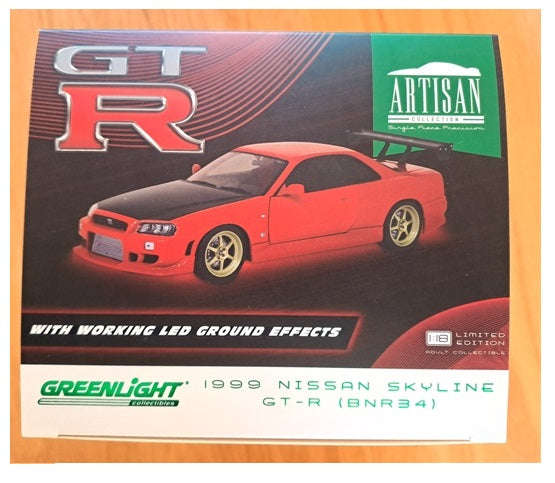 NISSAN SKYLINE GT-R R34 ARTISAN COLL RED W LED NEON UNDERGLO DIECAST, DIECAST COLLECTABLES